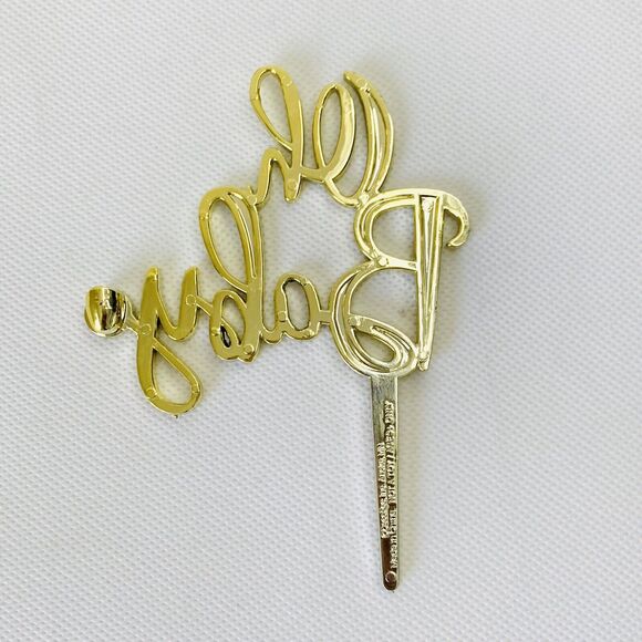 Oh Baby Cake Topper Gold Baby Shower Gender Reveal Party Cupcake Cursive Font - Picture 2 of 4